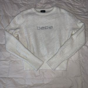 Fuzzy White Bebe Sweater